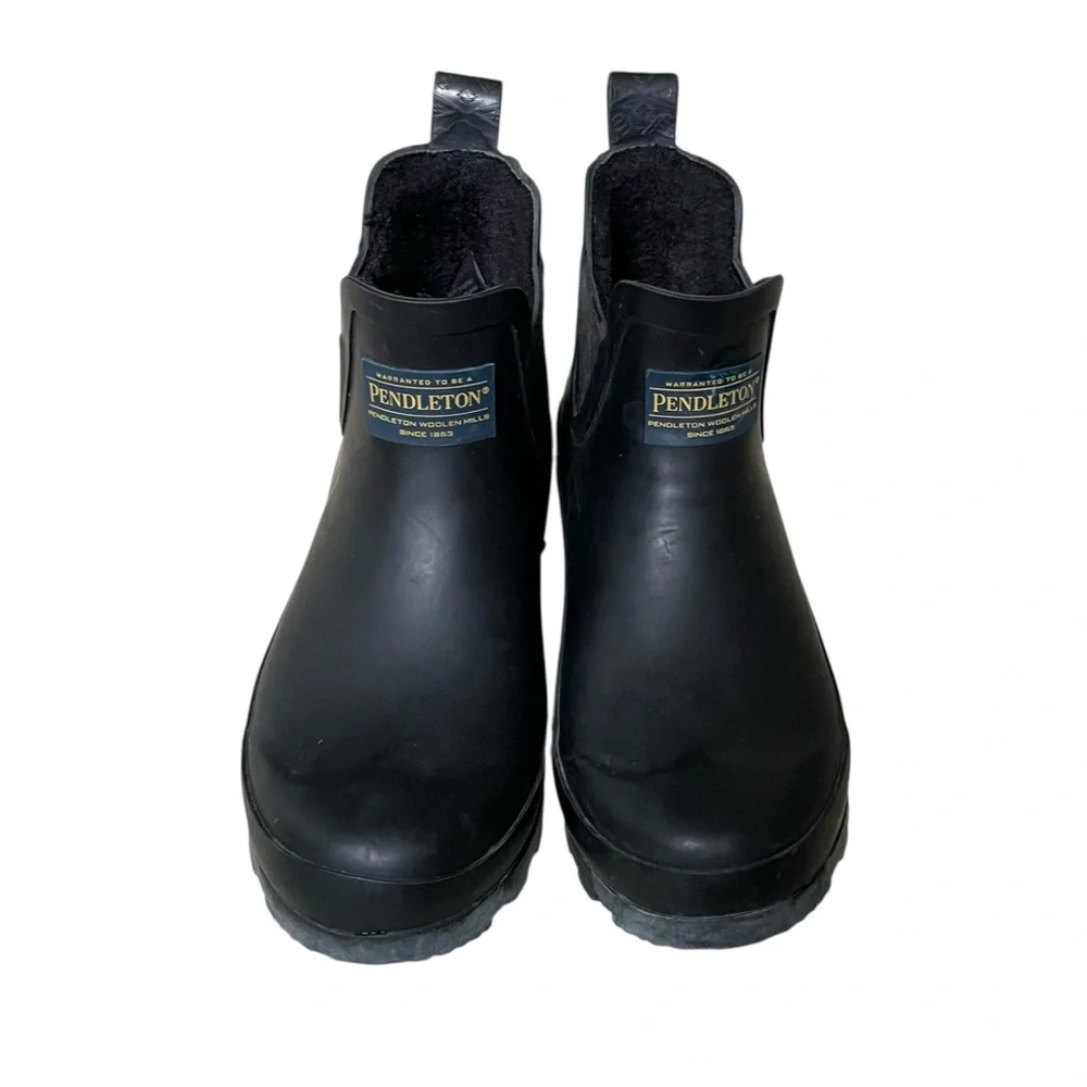 PENDLETON Lined Black Rubber Chelsea Ankle Winter Rain Boots 7